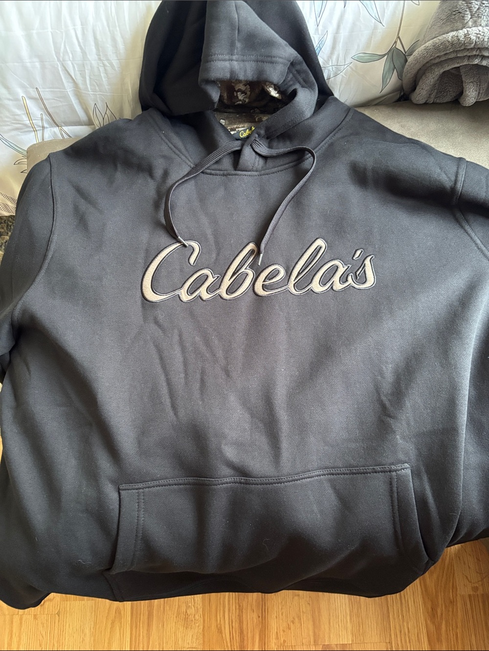 Cabela's Black Hoodie with Brown Camo Lining